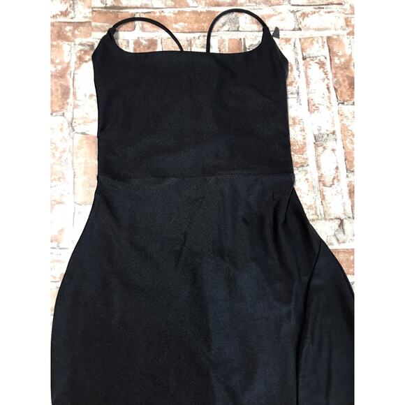 Windsor Dress Medium Black Satin Sexy Strappy Open Back Shiny Cocktail Party $55 - Picture 3 of 7